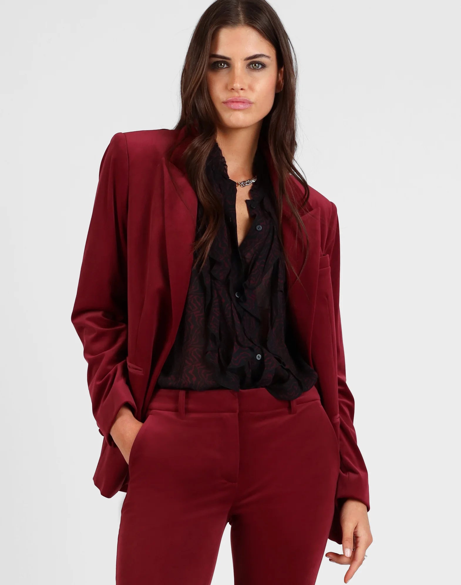 Storm Standout Velvet Blazer Mulberry