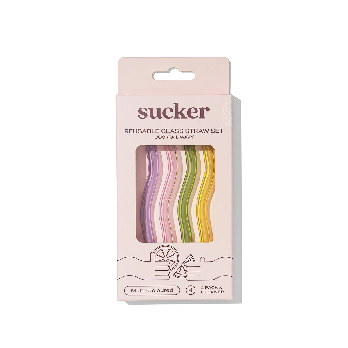 Sucker Cocktail Wavy Glass Straws Multi