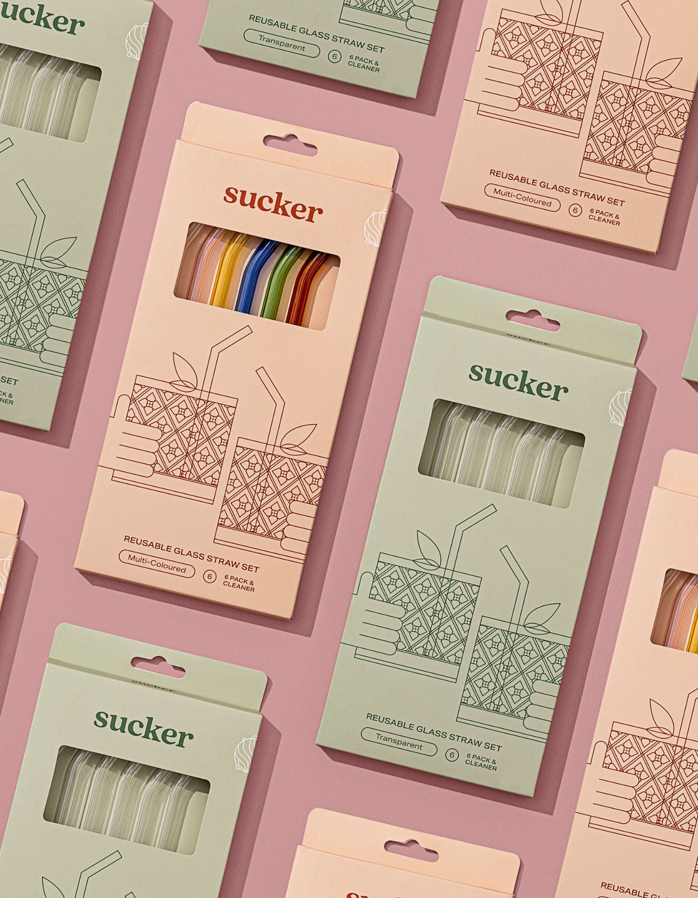 Sucker Reusable Glass Drinking Straws Transparent