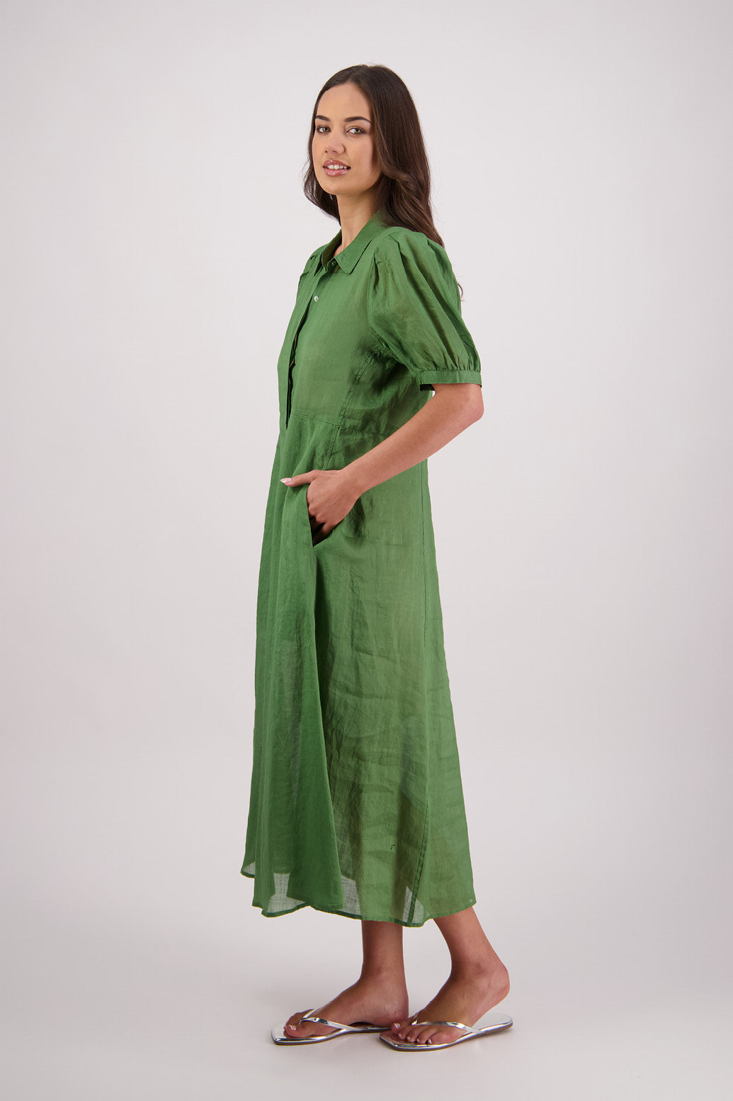 Briarwood Thelma Dress (Ramie) Green