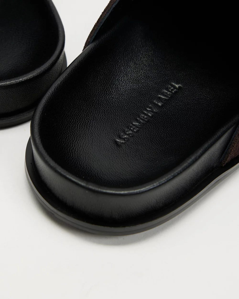 Assembly Label Farrow Suede Buckle Slide Umber