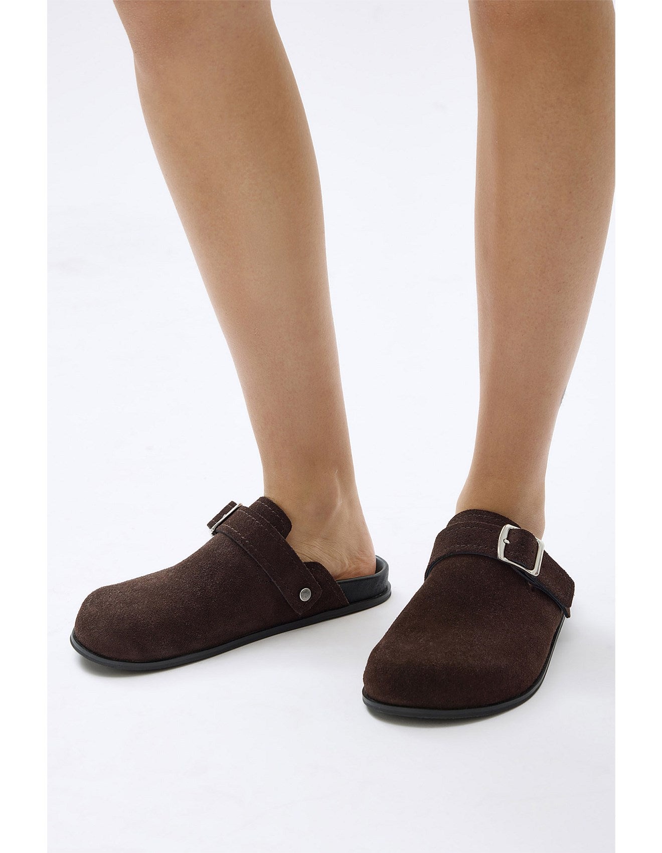 Assembly Label Farrow Suede Buckle Slide Umber