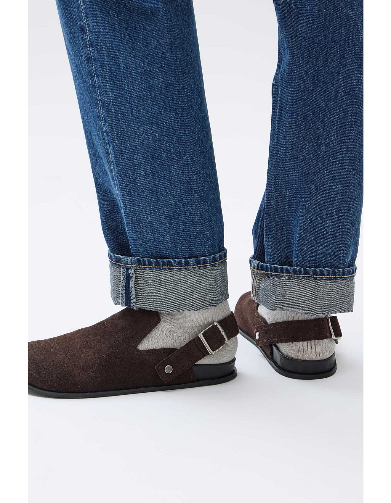 Assembly Label Farrow Suede Buckle Slide Umber