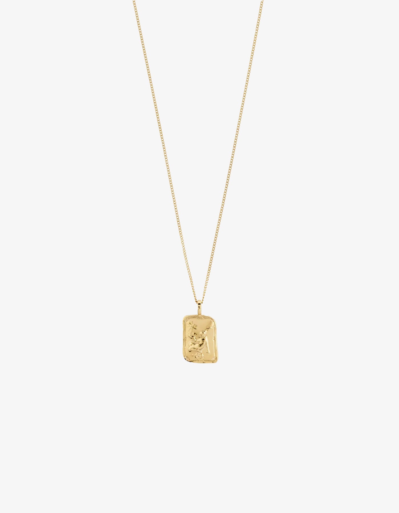 Pilgrim Rectangle Recycled Zodiac Sign Necklace - Gold Plated