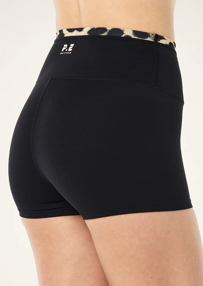 P.E Nation Vita 2.5" Bike Short In Black & Leopard