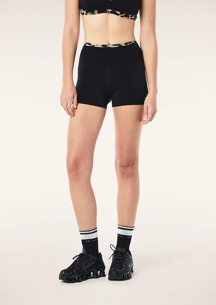 P.E Nation Vita 2.5" Bike Short In Black & Leopard