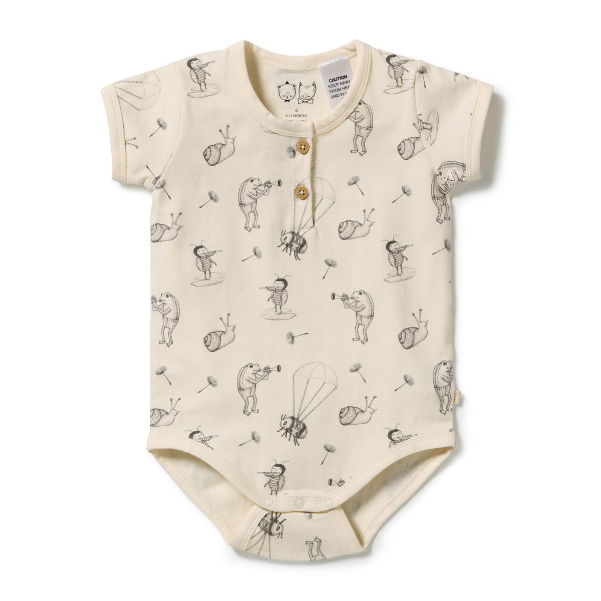 Wilson & Frenchy Whispering Willows Organic Henley Bodysuit