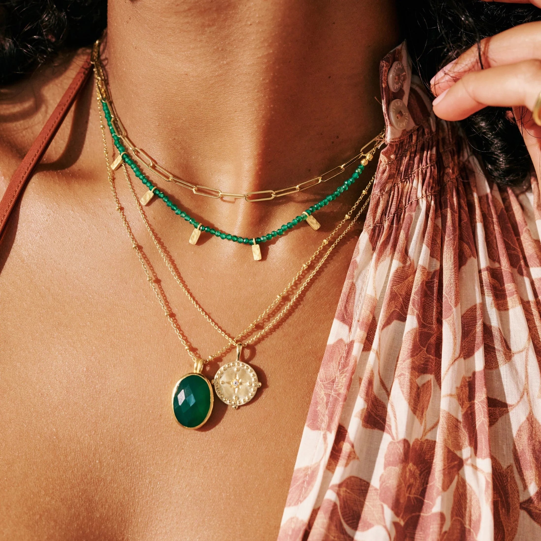 Murkani Wandering Soul Green Onyx Choker - Gold