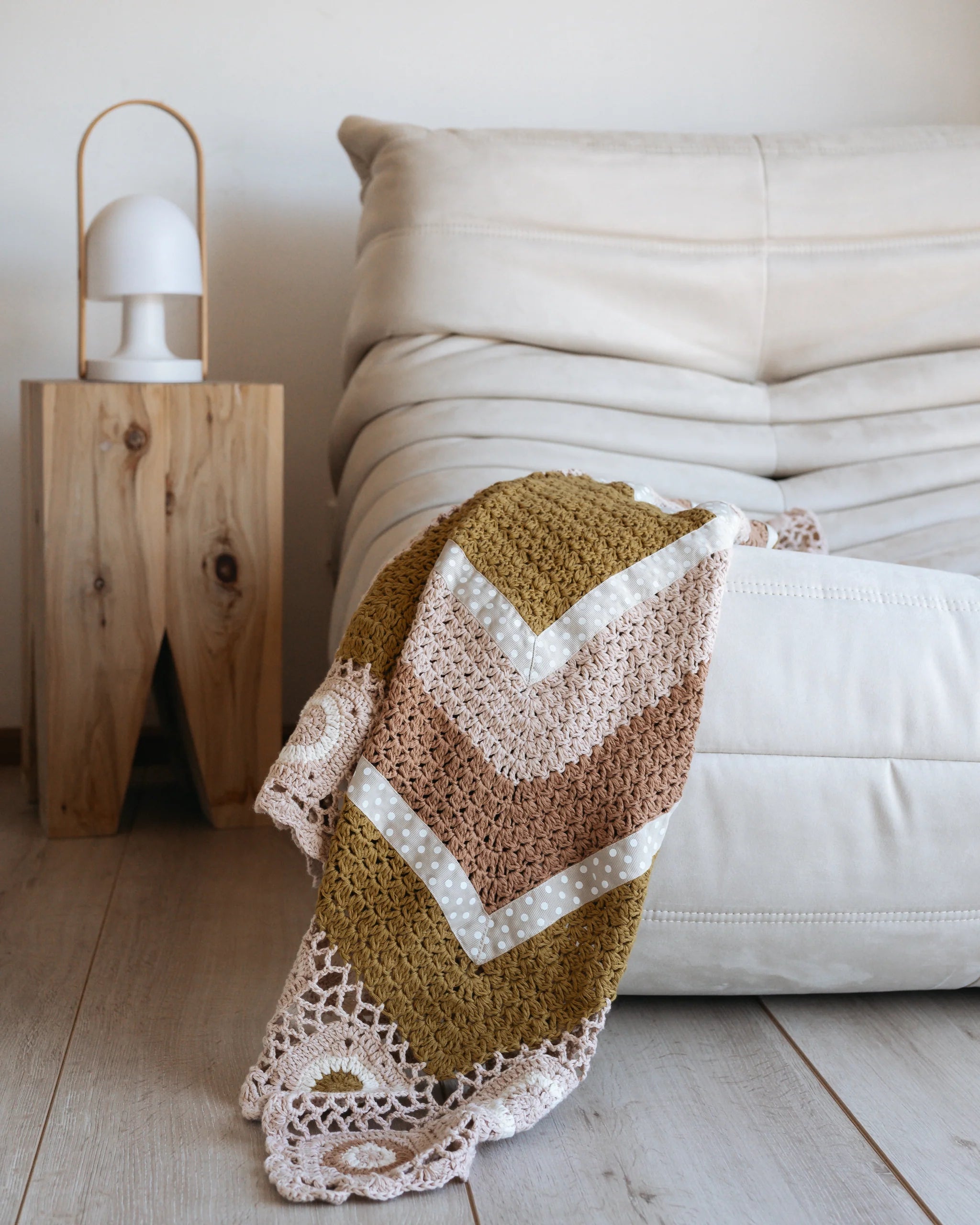 And The Little Dog Laughed caramel ocre hand crochet blanket