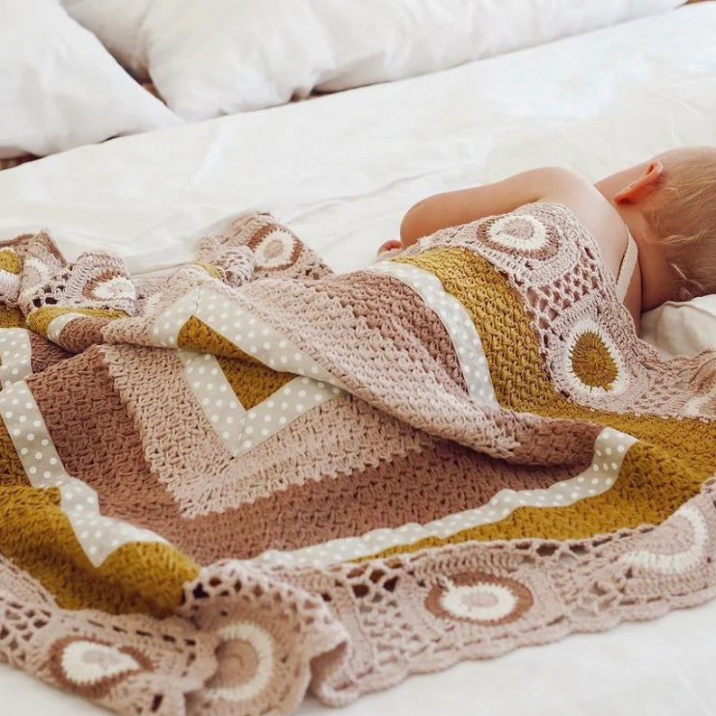 And The Little Dog Laughed caramel ocre hand crochet blanket