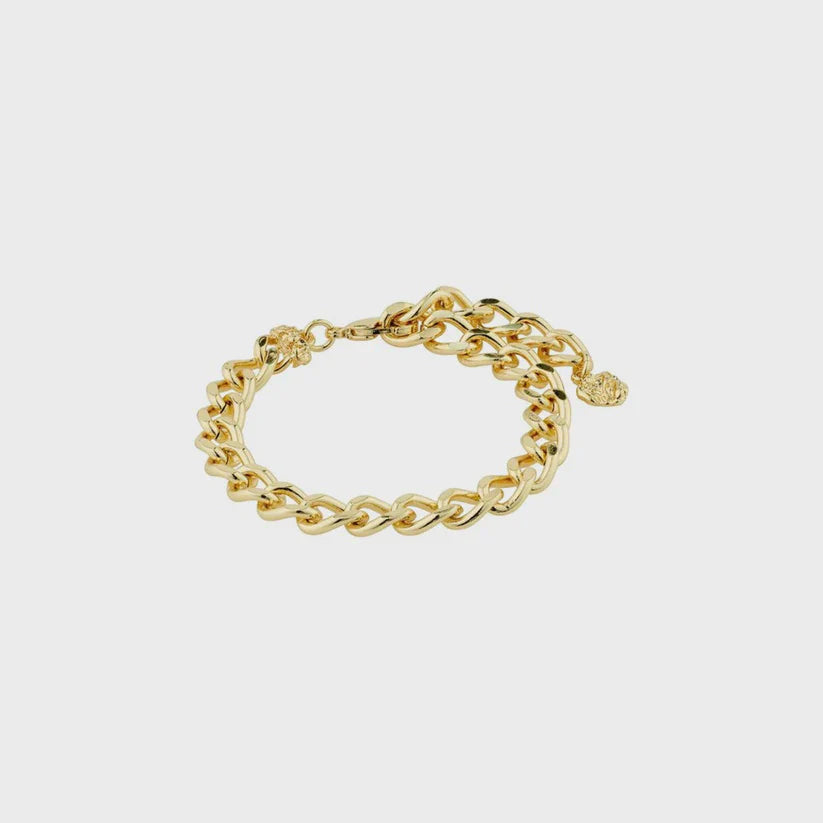 Pilgrim Charm Recycled Curb Chain Bracelet - Gold Plated