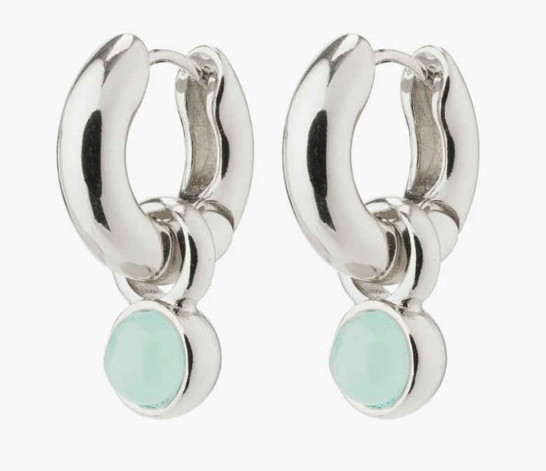 Pilgrim Evah Blue Hoop Earrings Silver