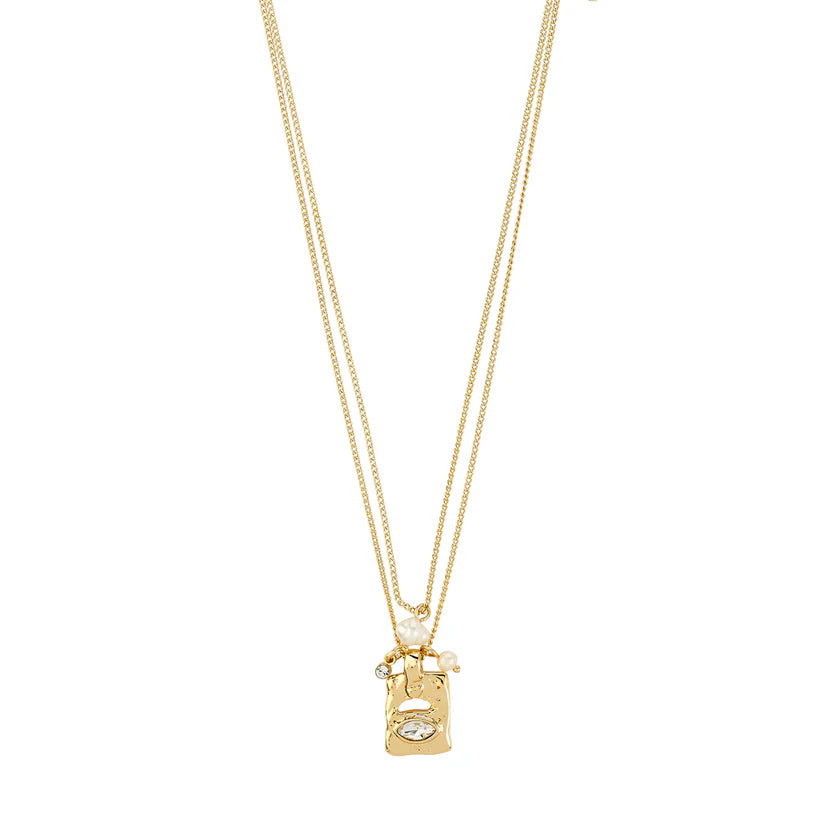 Pilgrim Fire Necklace 2 in 1 Set Gold