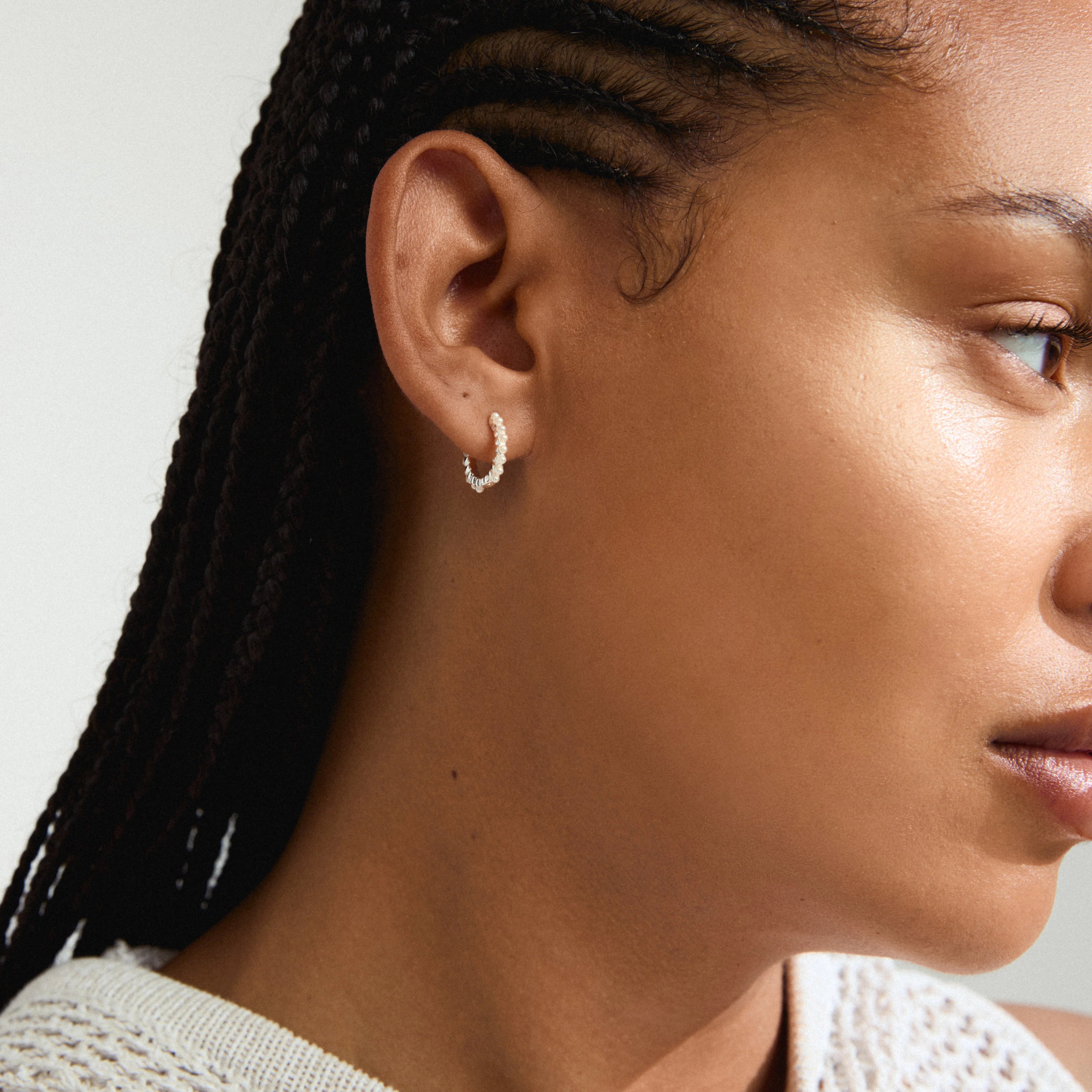Pilgrim Kalia Recycled Earrings - Silver Plated - White