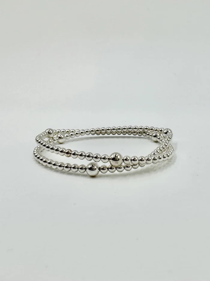 Dane Silver Bead Bracelet - Large Ball Inset