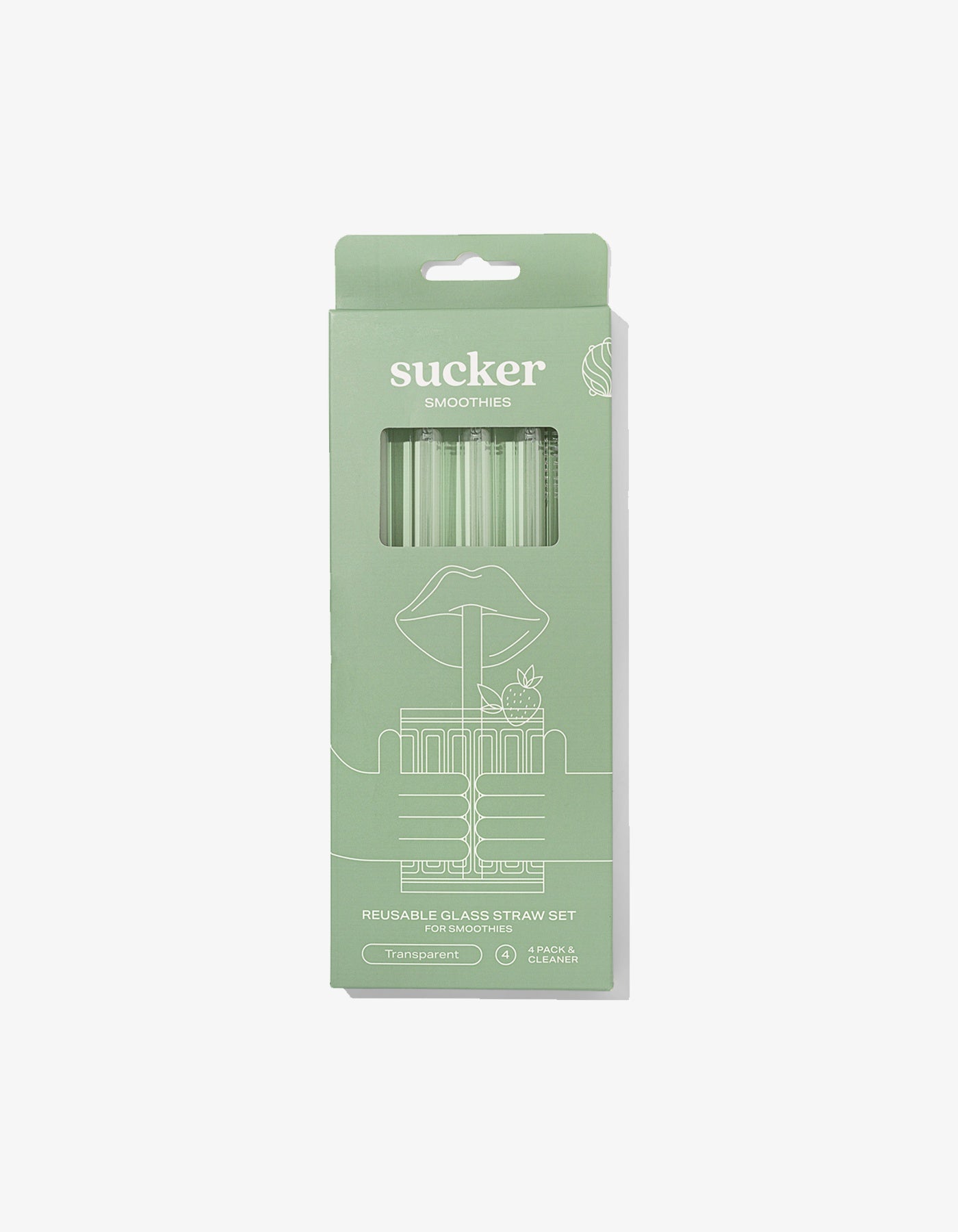 Sucker Glass Reusable Smoothie Straws Transparent