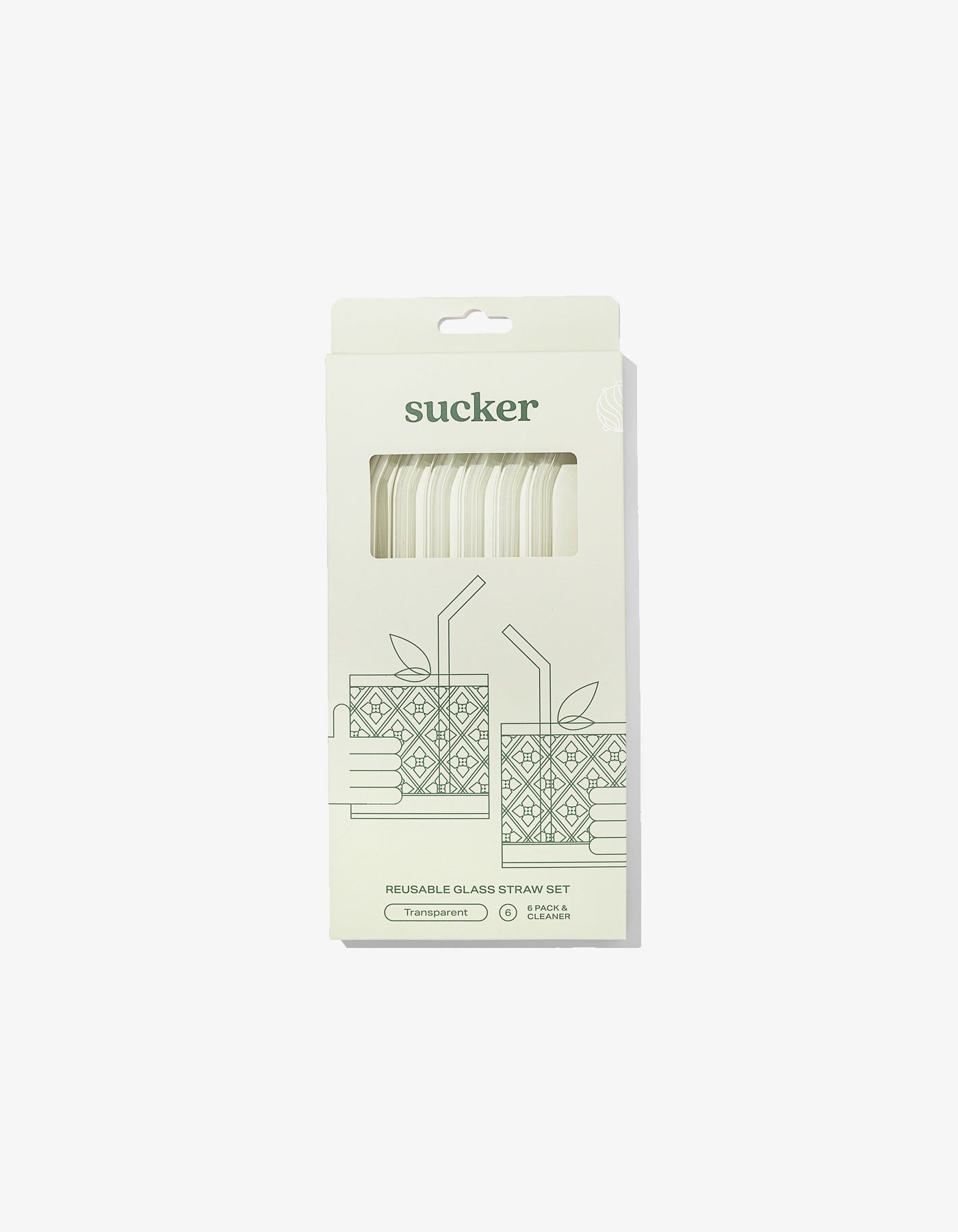 Sucker Reusable Glass Drinking Straws Transparent
