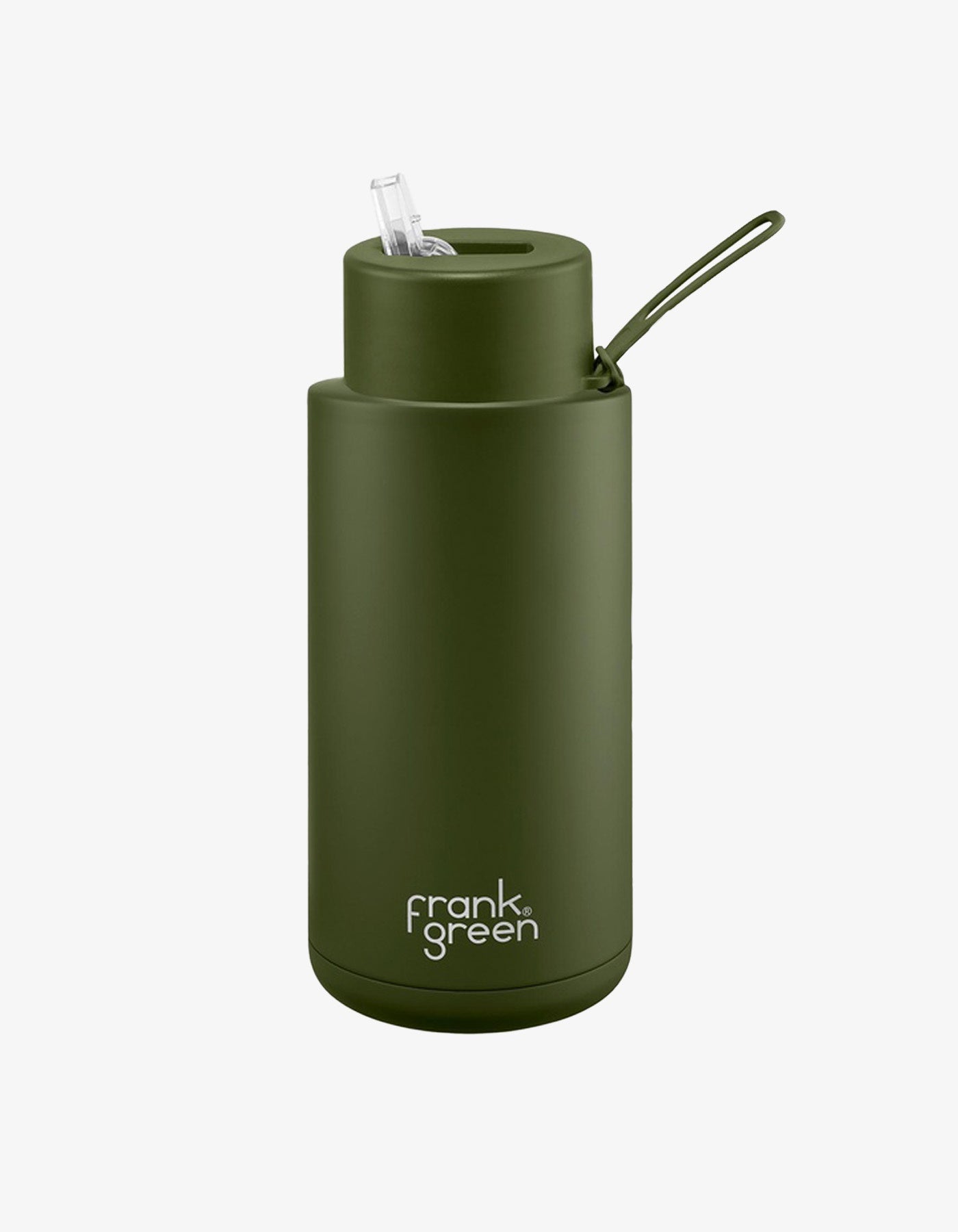 Frank Green 34oz Stainless Steel Ceramic Reusable Bottle Khaki with Straw Lid