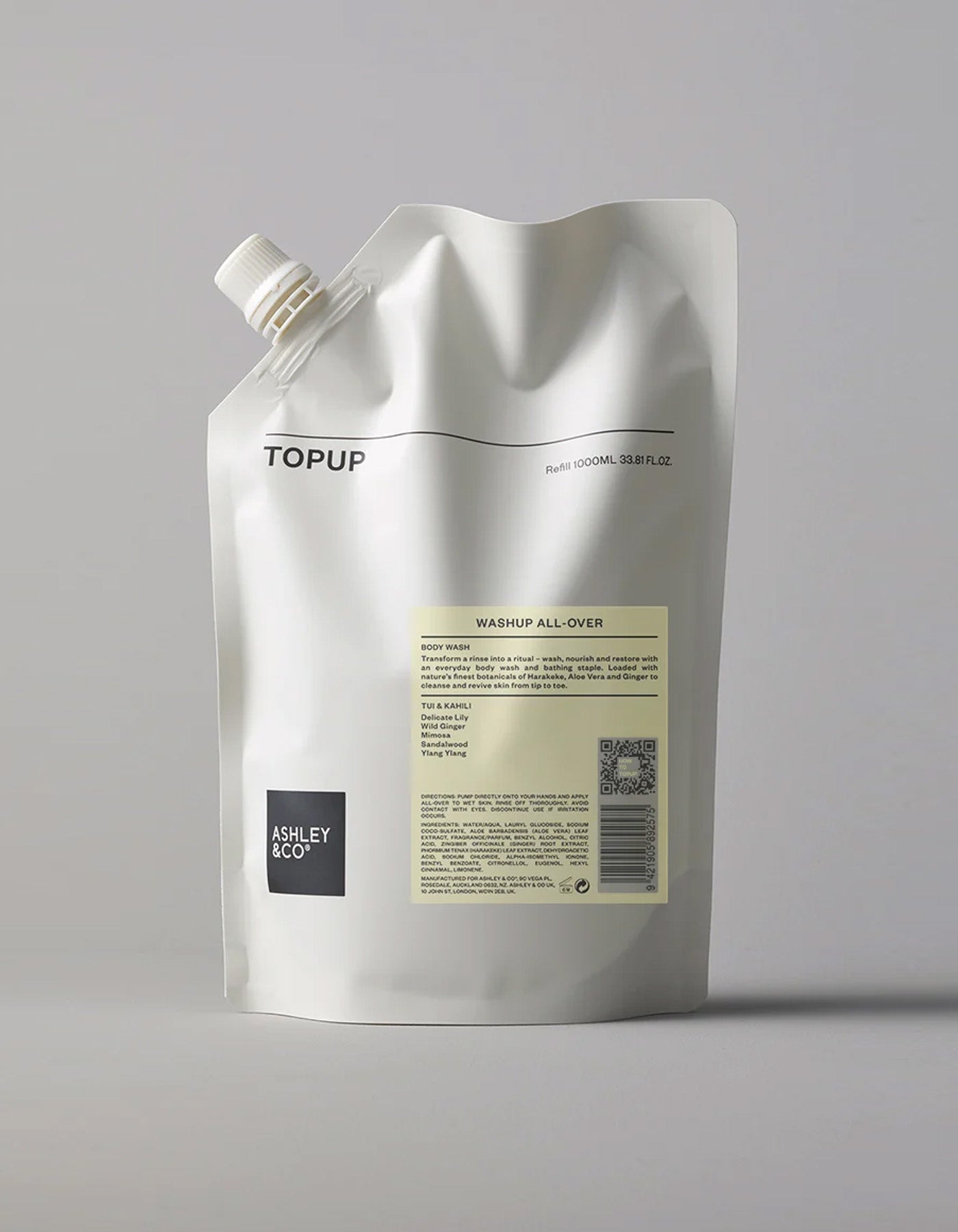 Ashley & Co Washup Topup All-Over Tui & Kahili 1 Litre