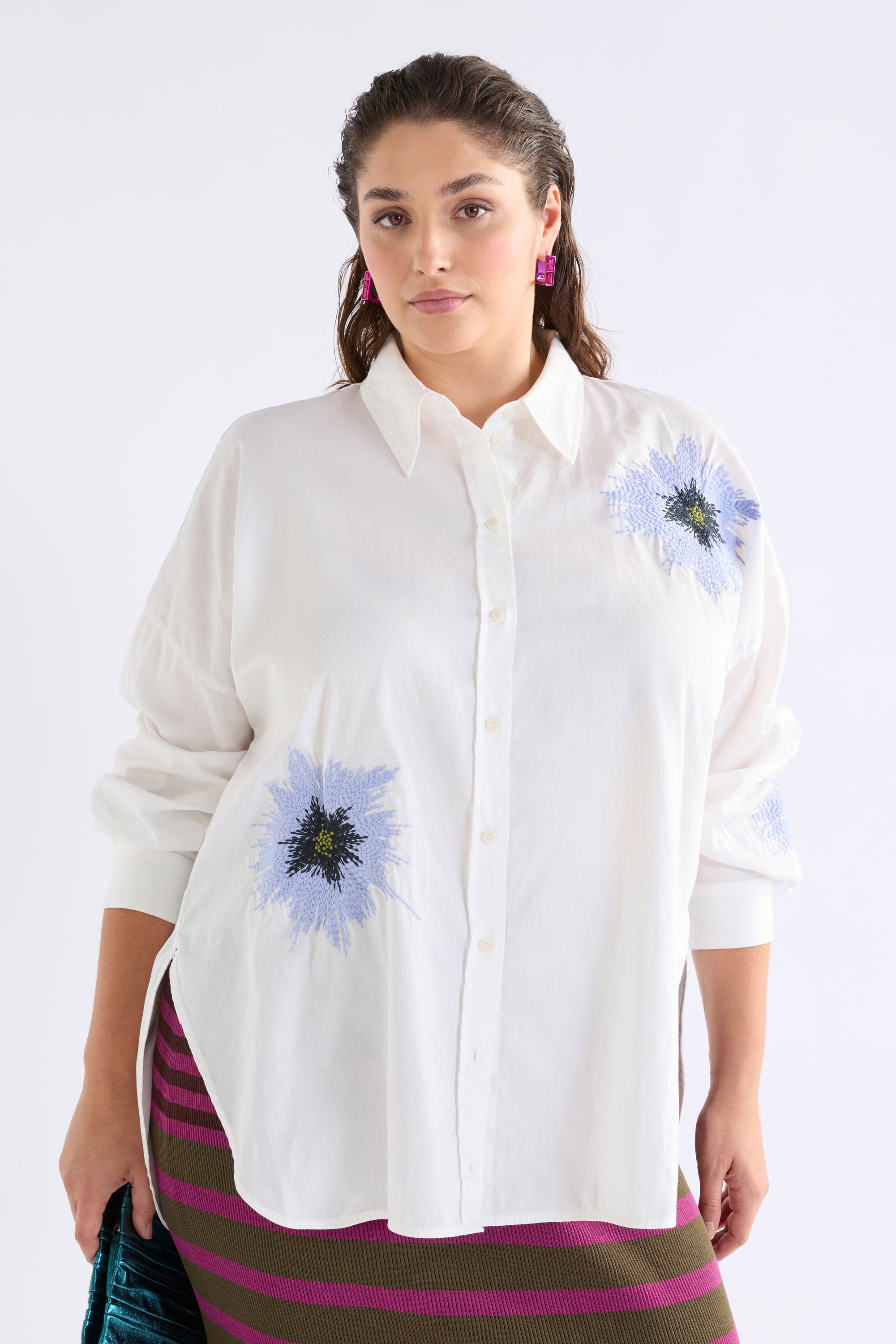 Elk Eiren Relaxed Shirt White/Lilac Blue