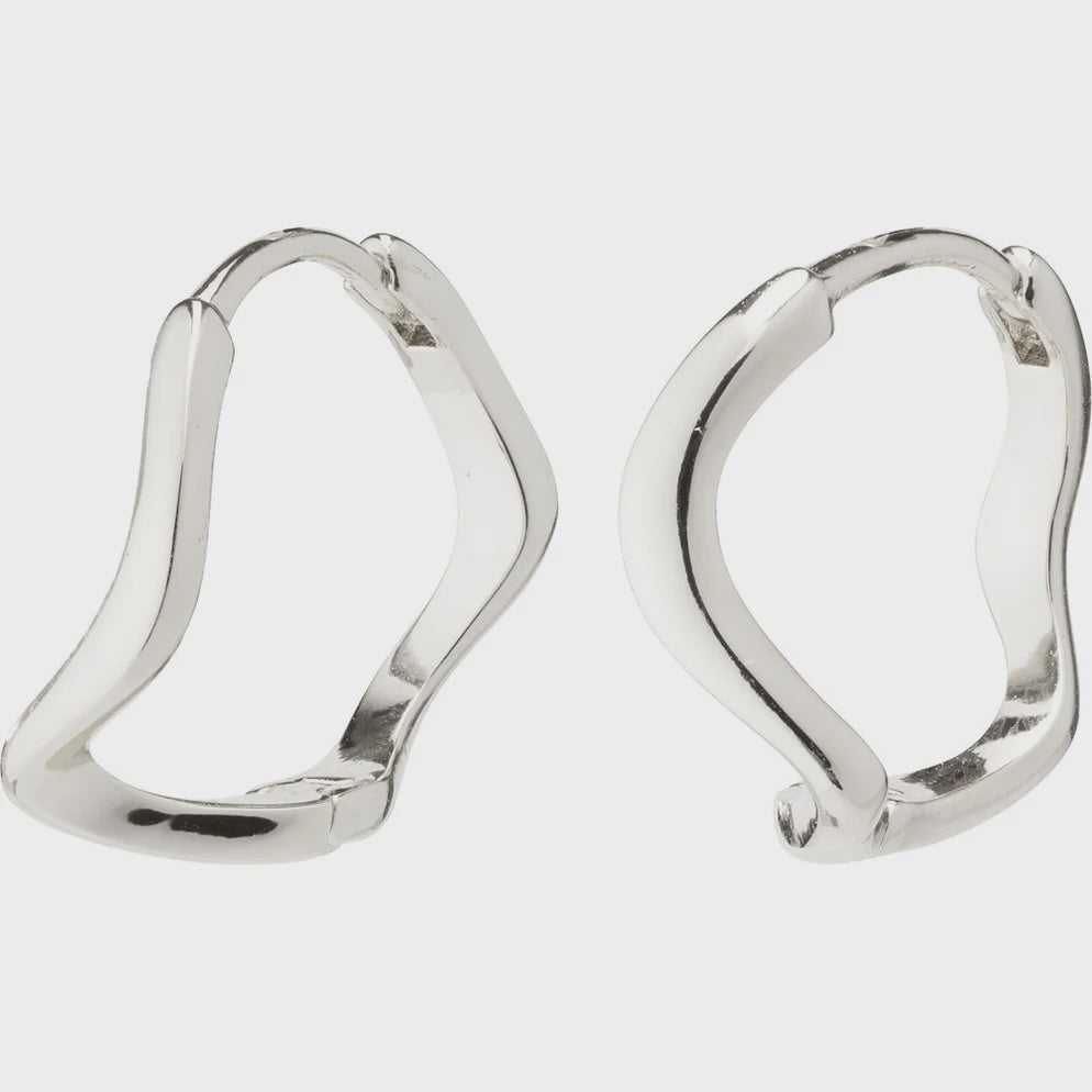 Pilgrim Alberte Organic Shape Hoop Earrings Silver