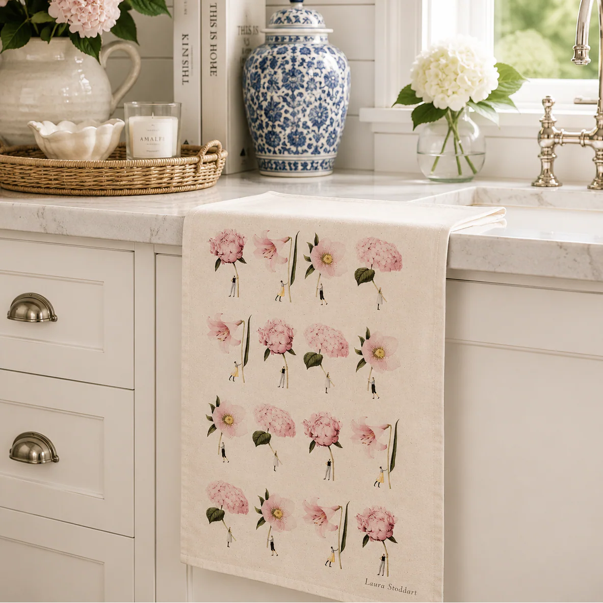 Amanda Alexander/ Laura Stoddart  In Bloom Pink Peony Tea Towel