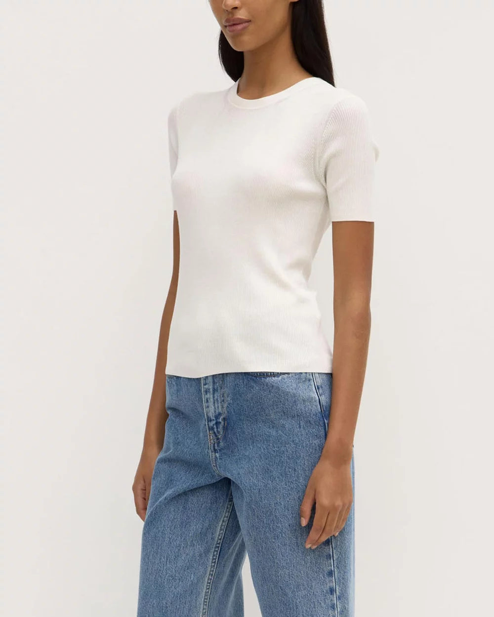 Assembly Label Amira Knit Short Sleeve Tee Antique White