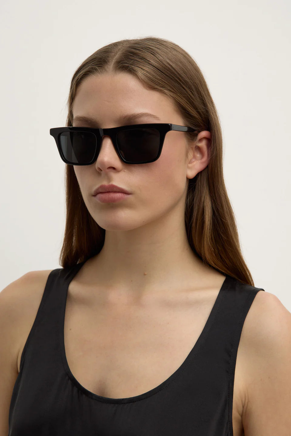 Assembly Label Angular D-Frame Black Sunglasses