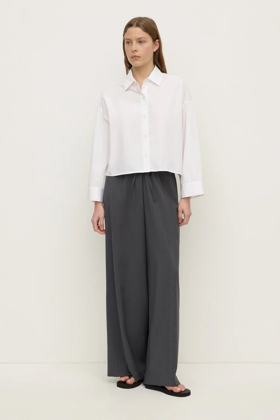 Assembly Label Aurora Cropped Cotton Poplin Shirt White