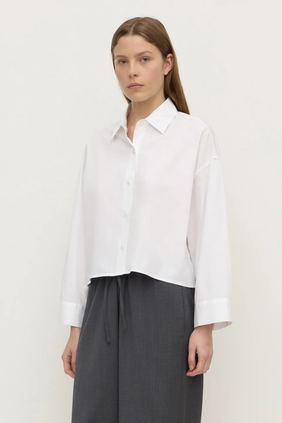 Assembly Label Aurora Cropped Cotton Poplin Shirt White