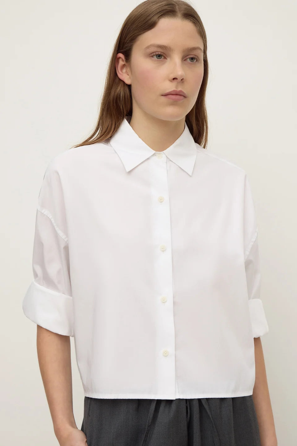 Assembly Label Aurora Cropped Cotton Poplin Shirt White