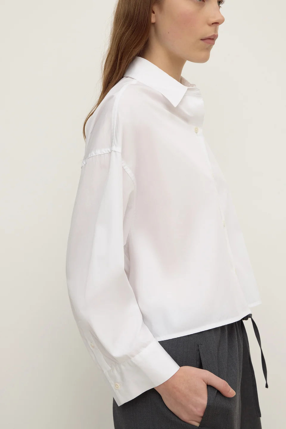 Assembly Label Aurora Cropped Cotton Poplin Shirt White