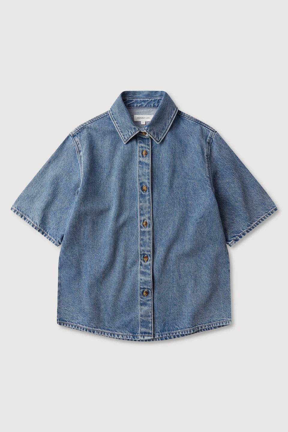 Assembly Label Boxy Denim Short Sleeve Shirt Dark Stone