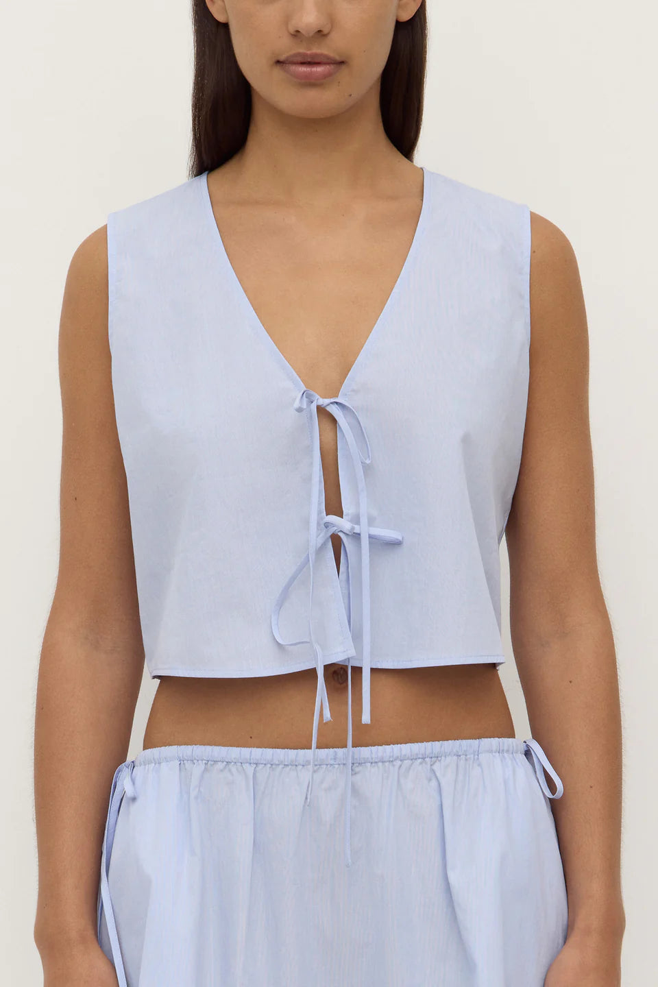 Assembly Label Havana Poplin Tie Front Blue/White Stripe