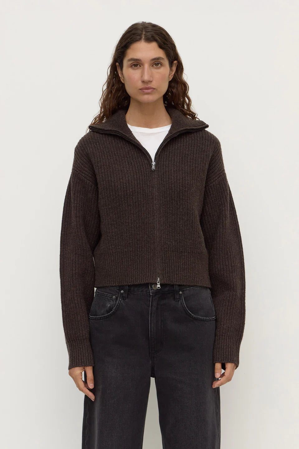 Assembly Label Kaia Wool Zip Sweater Ganache Marle