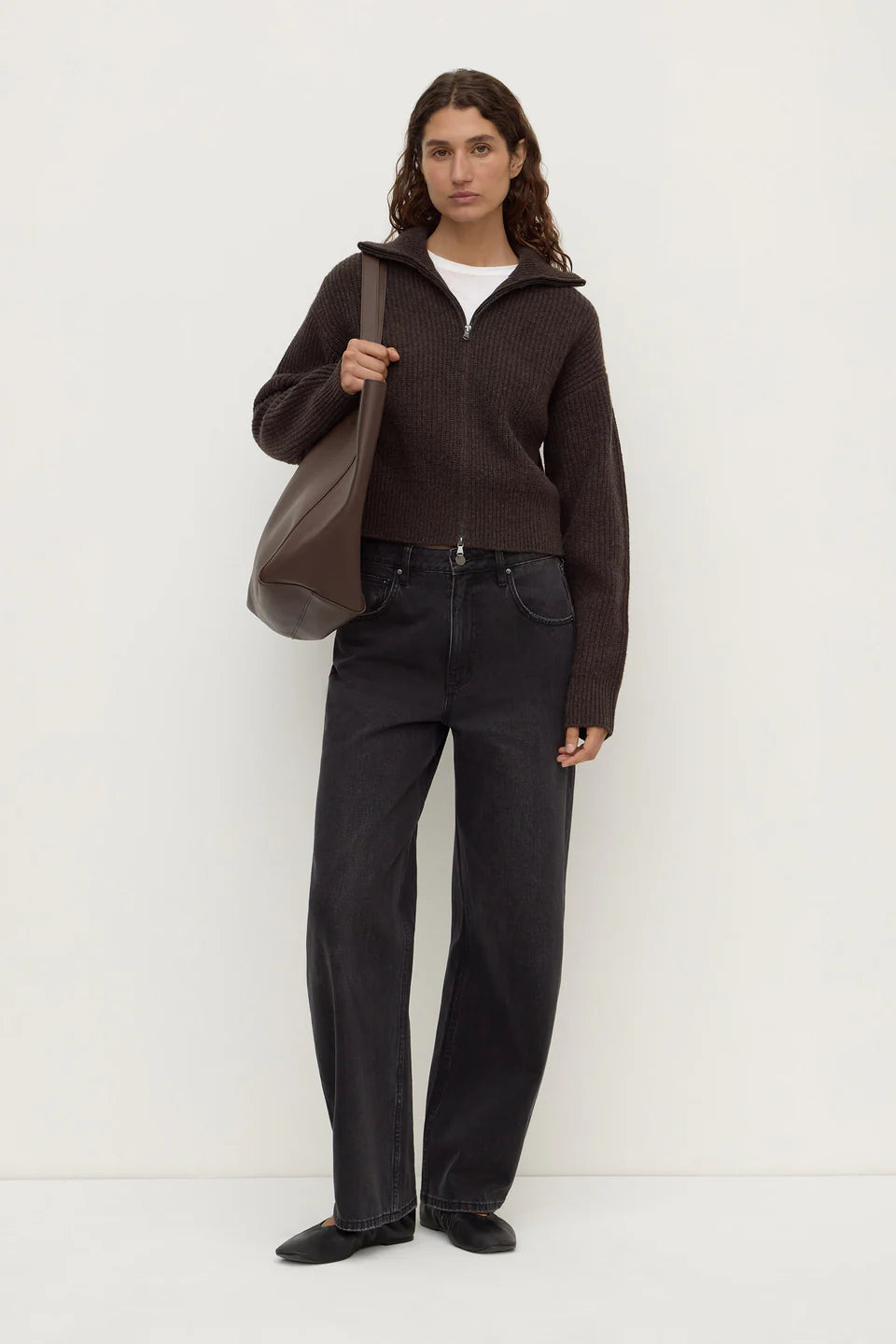 Assembly Label Kaia Wool Zip Sweater Ganache Marle