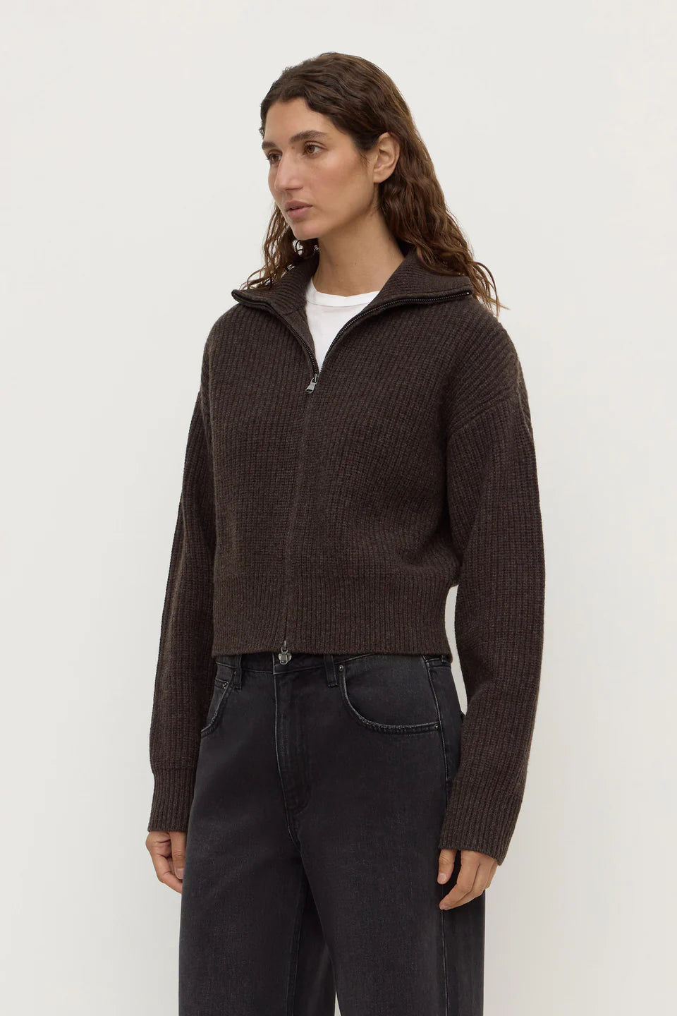 Assembly Label Kaia Wool Zip Sweater Ganache Marle