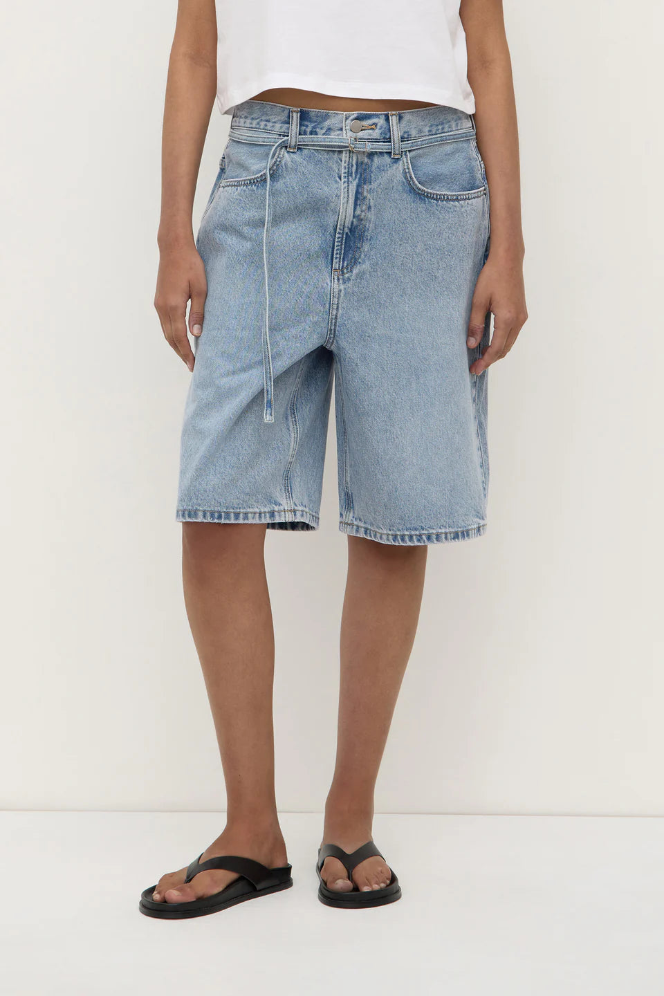 Assembly Label Loose Fit Long Denim Short Mid Stone Wash