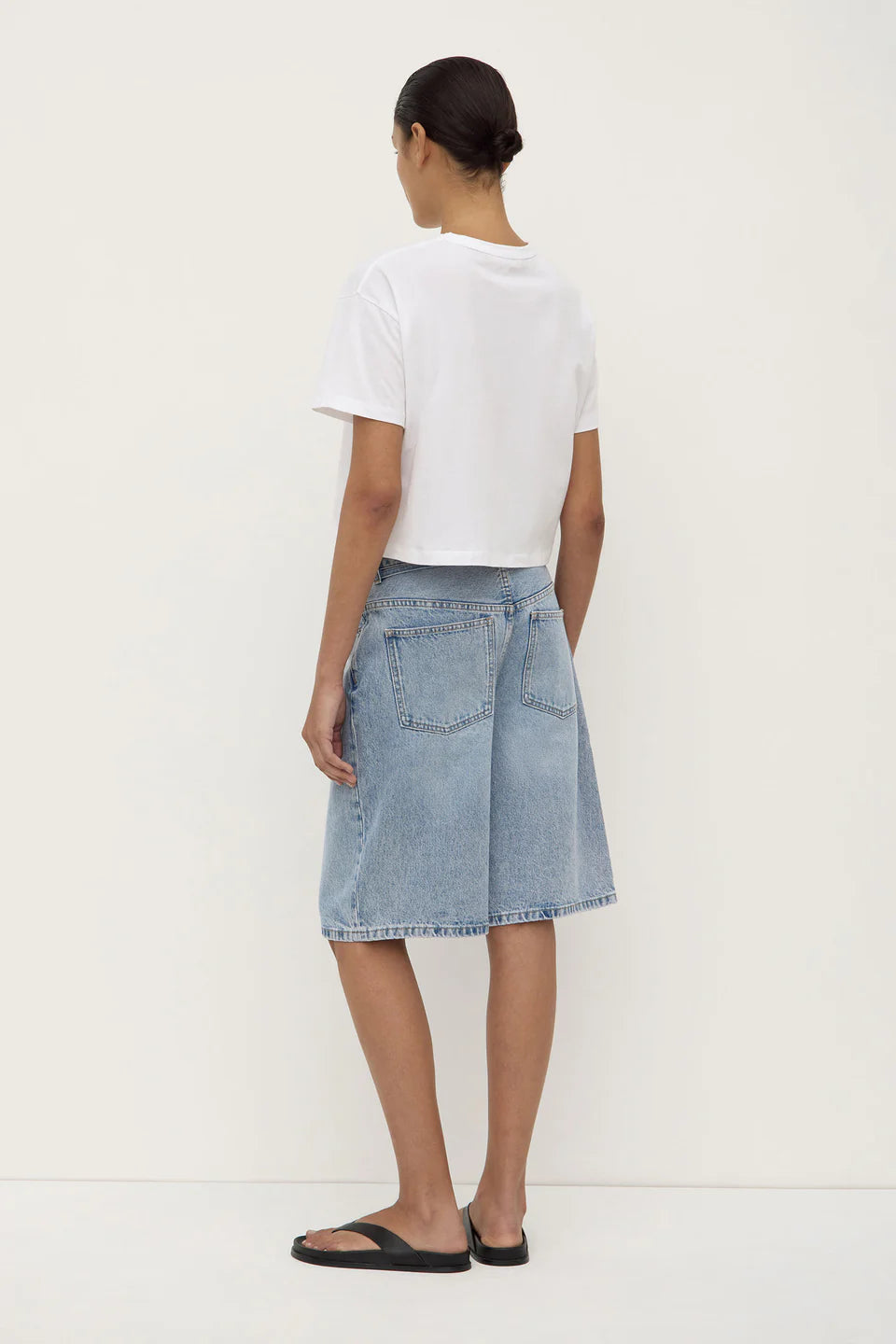 Assembly Label Loose Fit Long Denim Short Mid Stone Wash