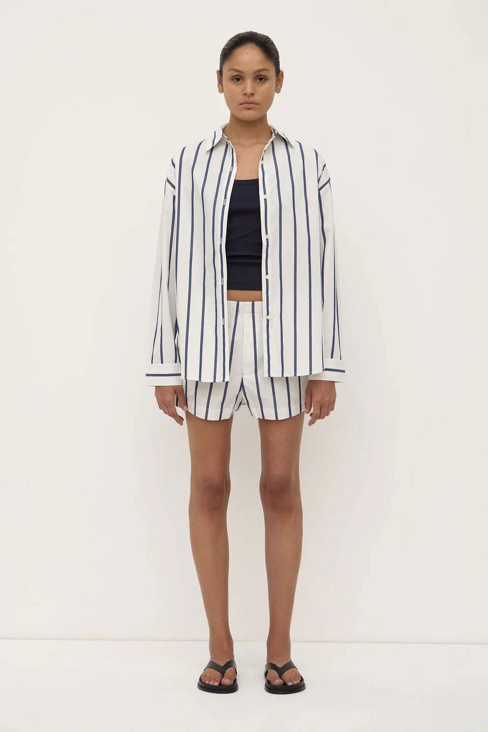 Assembly Label Nara Stripe Long Sleeve Shirt White/True Navy