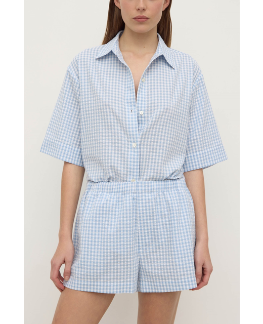 Assembly Label Ainslee Short Sleeve Shirt Blue Check
