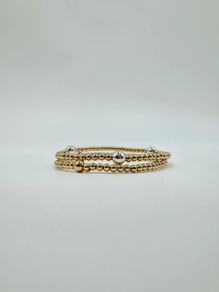 Dane Gold Bead Bracelet - Large Ball Inset