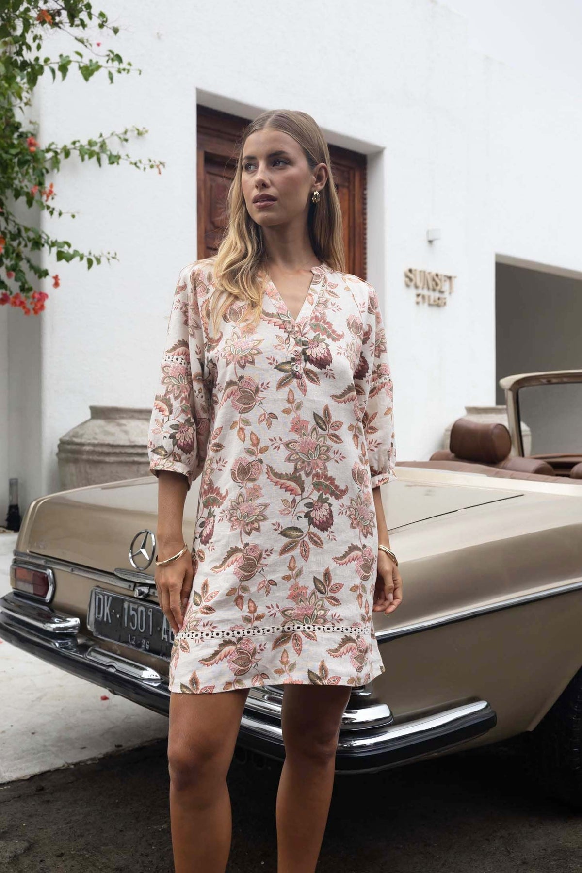Humidity Bohemian Rose Print Shift Dress