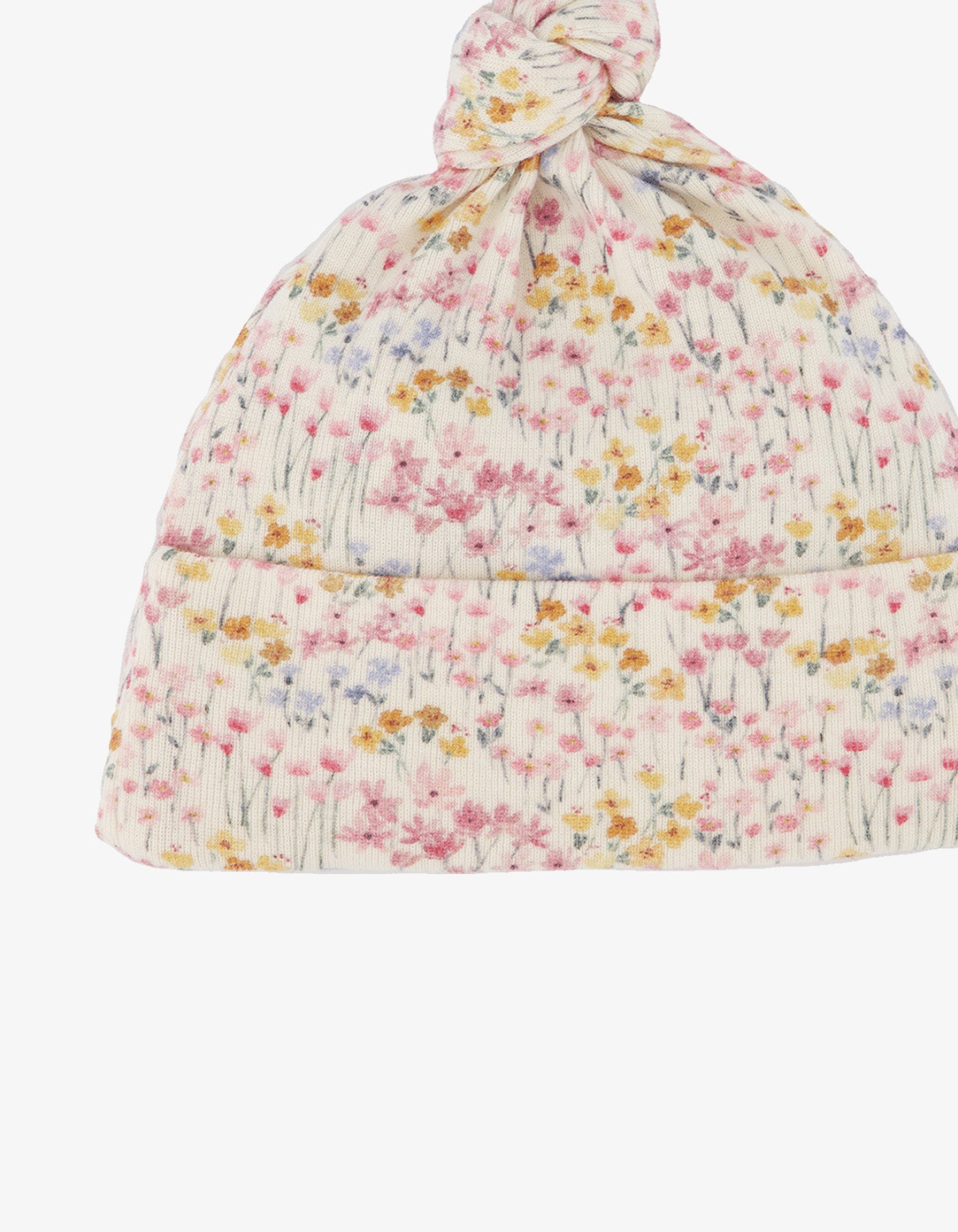 Nature Baby Cotton knotted beanie Wildflower Mountain Print