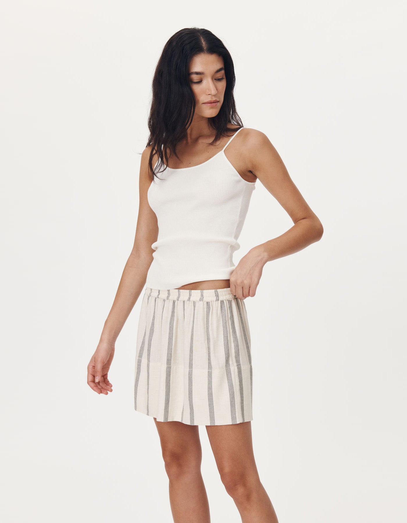 Rowie The Label Bede Mini Skirt Natural/Black Stripe