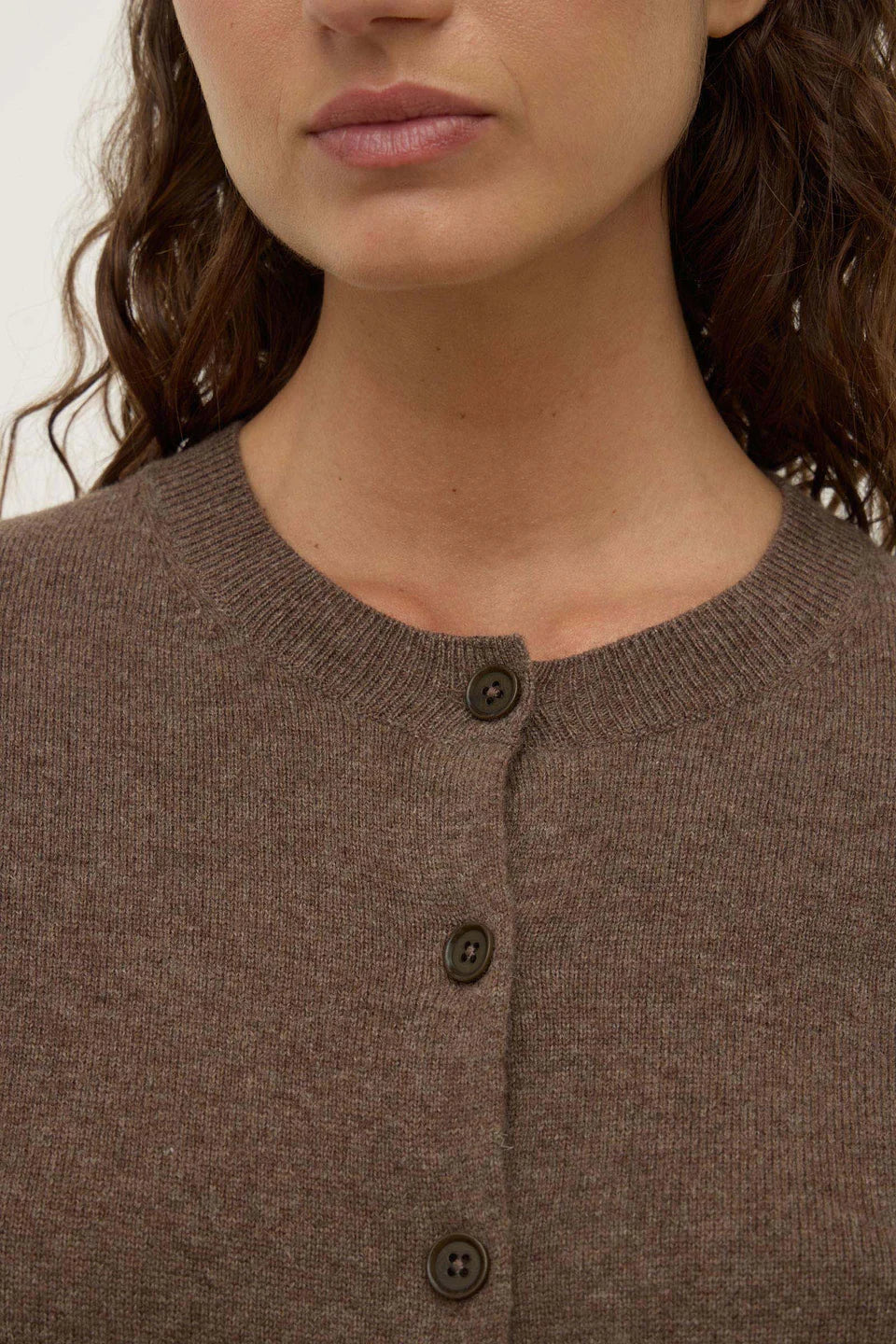 Assembly Label Benny Knit Cardigan Cocoa Marle