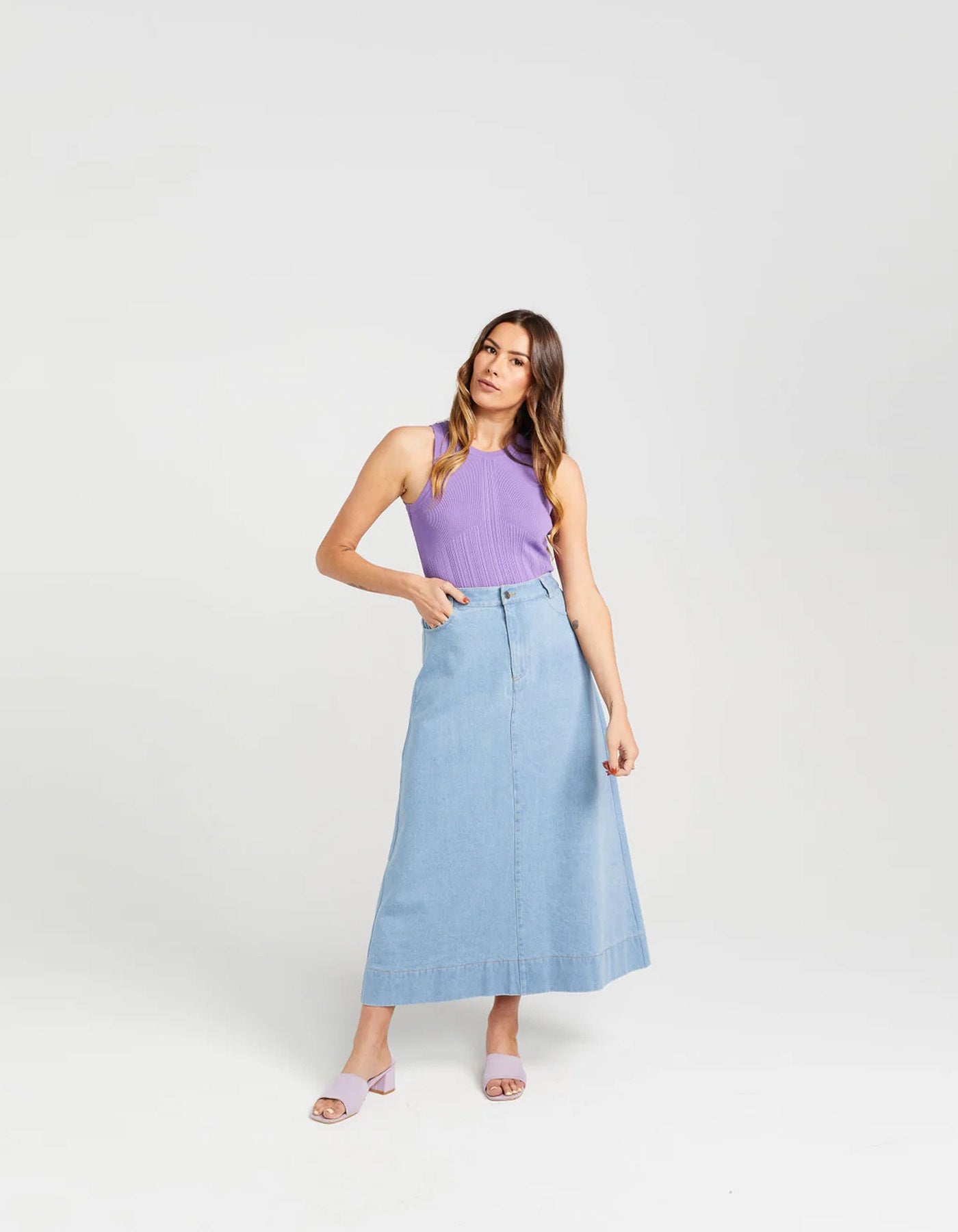 Thing Thing Bettie Skirt Stone Wash Denim