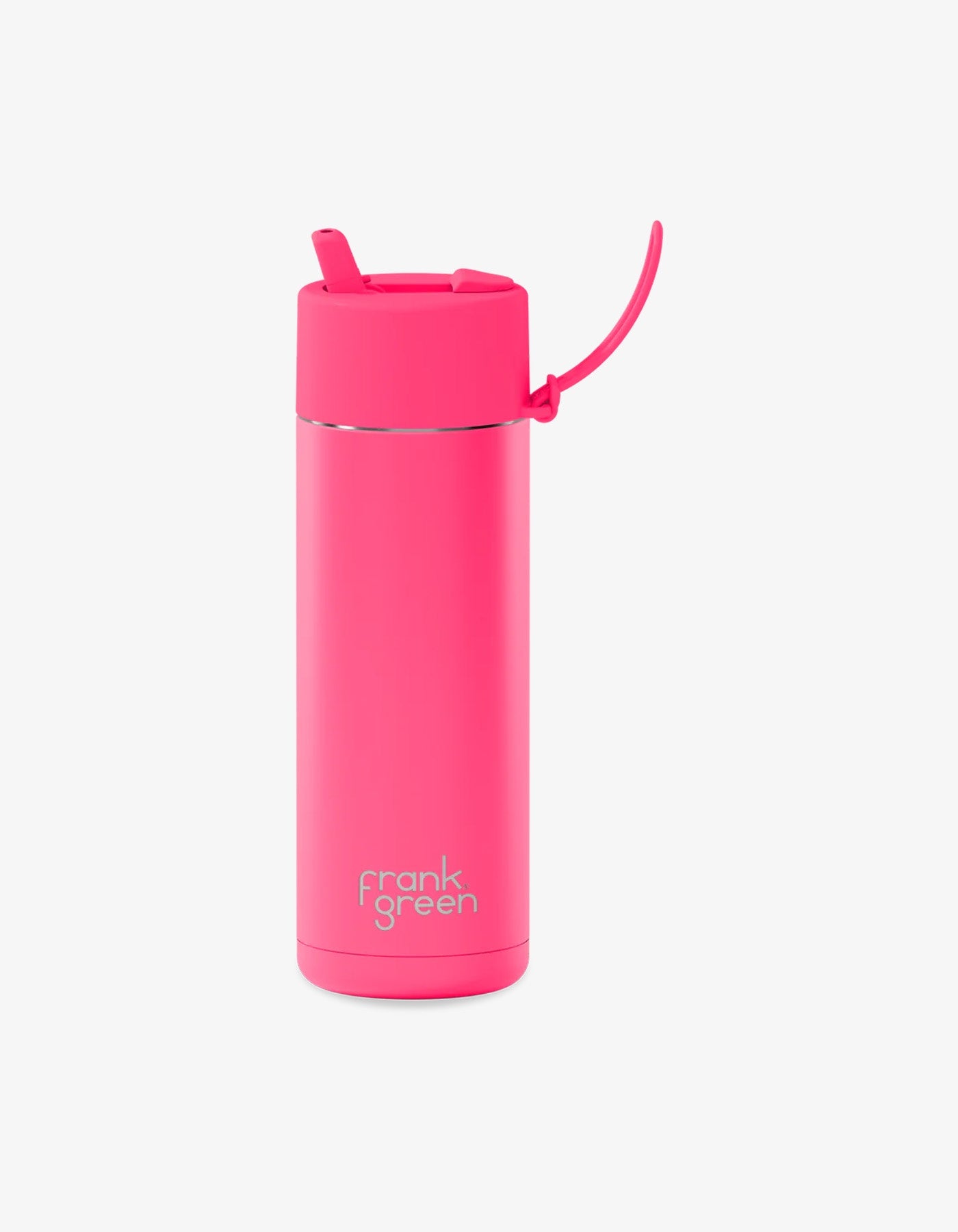 Frank Green 20 oz Stainless Steel Ceramic Reusable Bottle with Straw Neon Pink