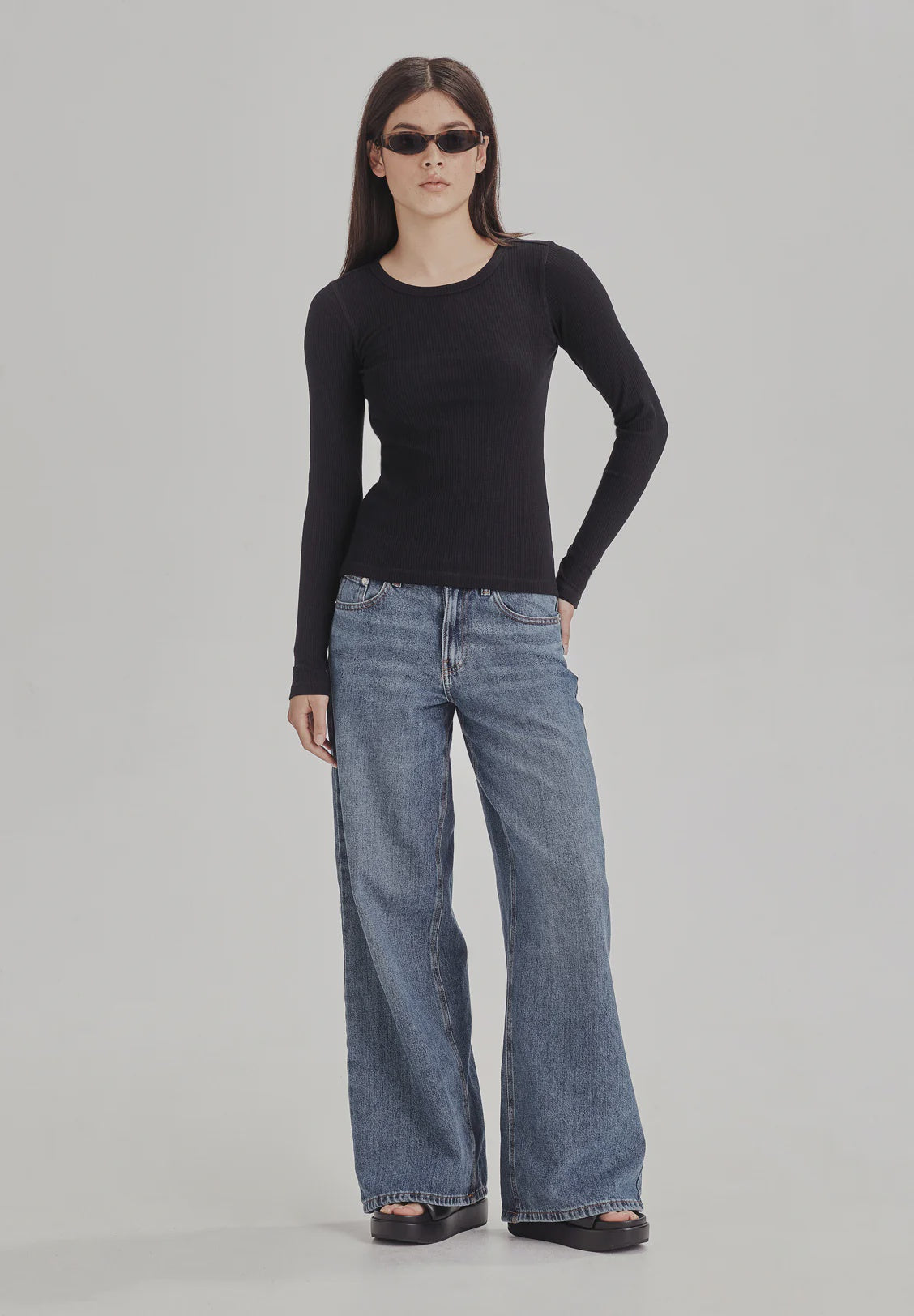 Commoners Base Rib Long Sleeve Tee Black