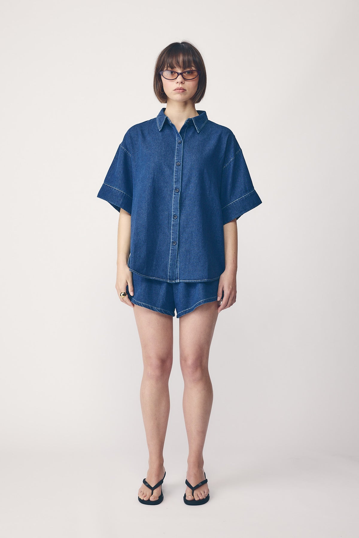 Commoners Womens Boyfriend Shirt Dark Chambray